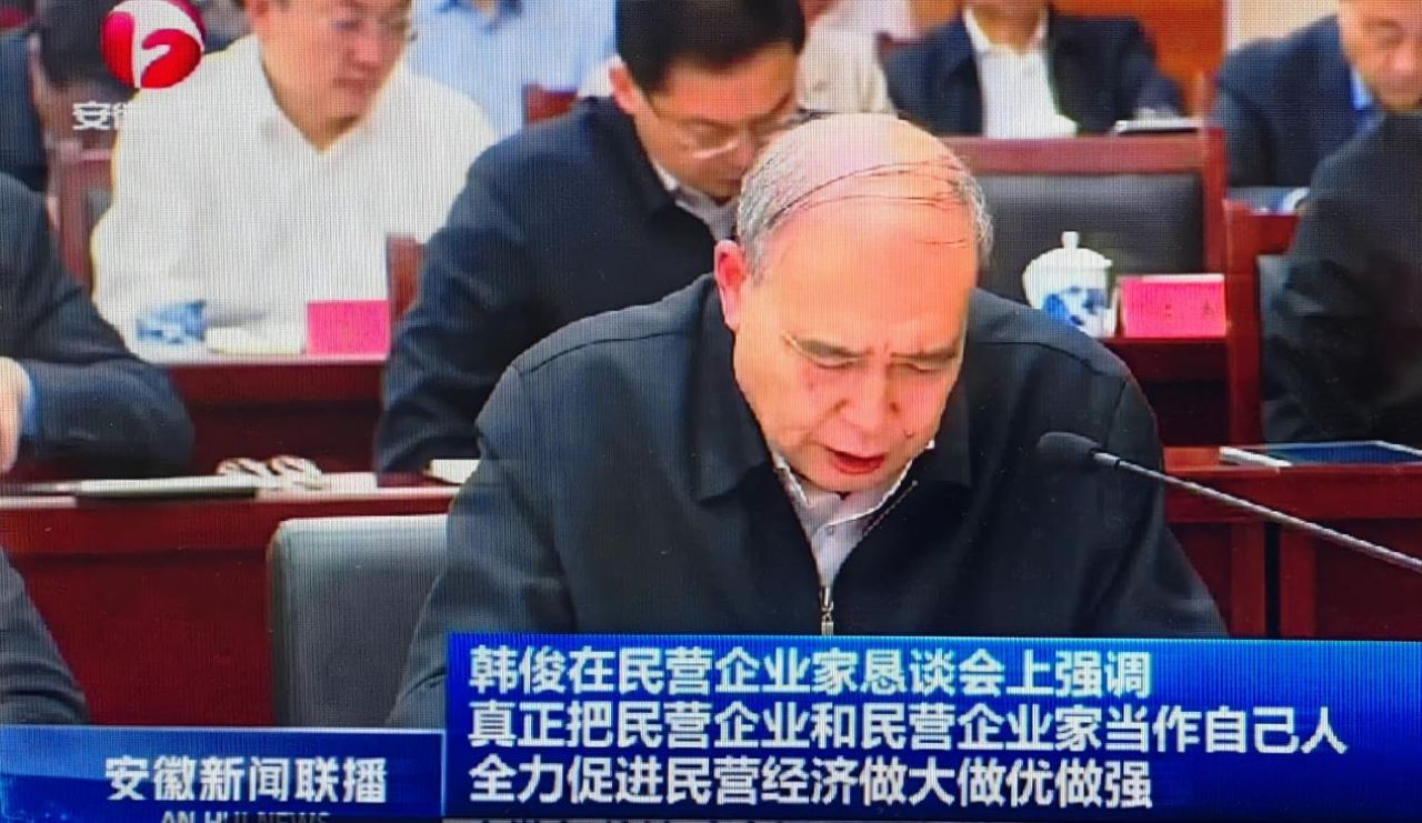 01-圖為皖南電機(jī)黨委書(shū)記、副董事長(zhǎng)管兵在作重點(diǎn)發(fā)言。（視頻截圖）
